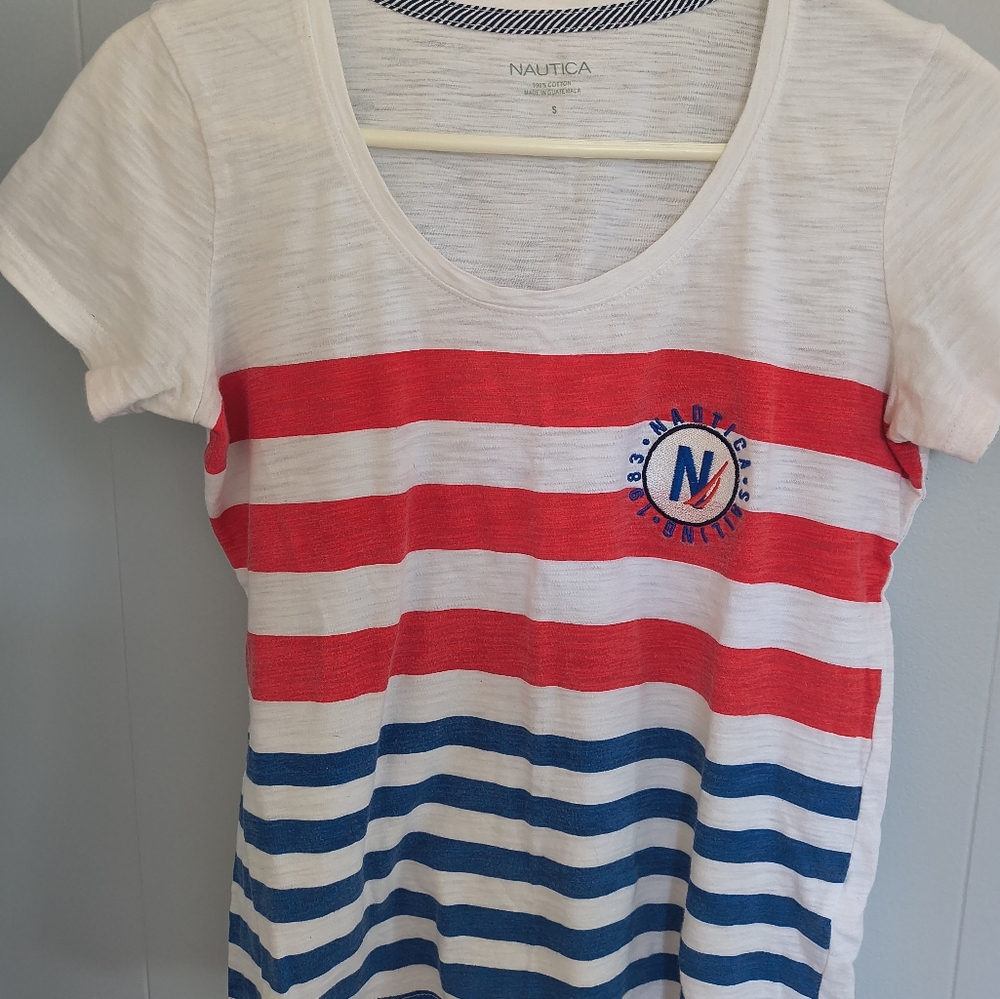 Nautica Red and Blue Short Sleeve Tee